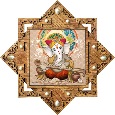 Poster N Frames Frame with poster of Ganesh ji Digital Reprint 16.5 inch x 16.5 inch Painting(With Frame)