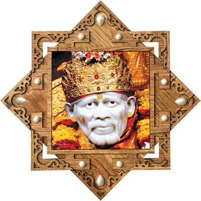 Poster N Frames Frame with poster of Sai Baba Digital Reprint 16.5 inch x 16.5 inch Painting(With Frame)