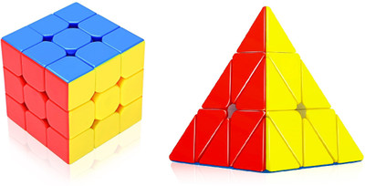 D ETERNAL Speed Cube Combo Set Of 3x3 And Pyraminx Pyramid Triangle Stickerless Puzzle Toy(2 Pieces)