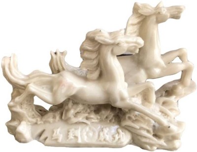 ONRR Collections MAHAVASTU WHITE HORSE Feng Shui running Horses figurine - brings victory, luck , Strength and perseverance Decorative Showpiece  -  15 cm(Ceramic, White)