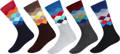 SIDEWOK Men Printed Mid-Calf/Crew(Pack of 5)