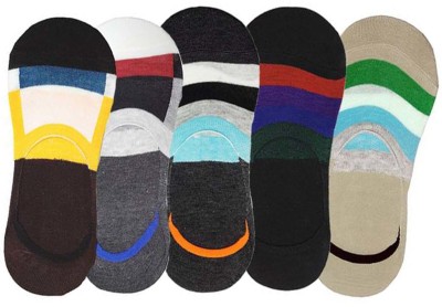 VT VIRTUE TRADERS Men & Women Color Block, Striped Low Cut(Pack of 5)