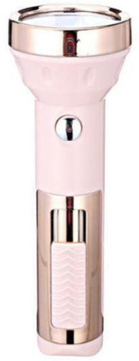 Buylink 2 Modes Plastic Body High Power Long Life Flashlight - Rechargeable Torch Light Torch(Pink, 14 cm, Rechargeable)