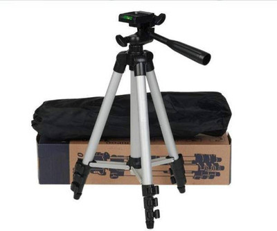 Mzee android Phone Tripod Stand with Mobile Clip Holder Bracket, Foldable, Compatible for Mobile D Phones and camera Tripod Tripod(Silver, Black, Supports Up to 1500 g)