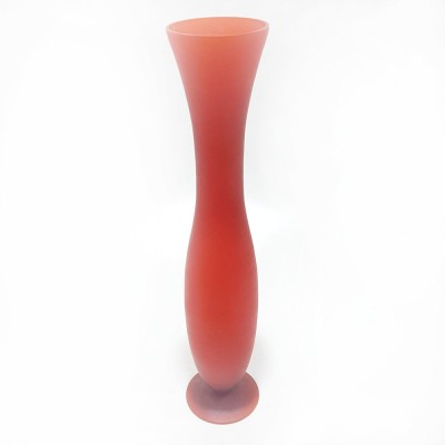 Decent Glass Tall Frosted Glass Flower Vase Glass Vase(11.8 inch, Red)