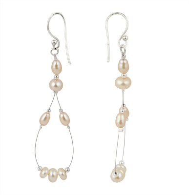 PearlzGallery Silver Earring With Multi Stone Pearl For Girls & Women Pearl Sterling Silver Drops & Danglers