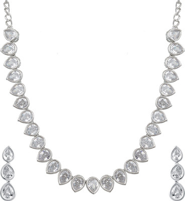 LUXOR Oxidised Silver Silver White Jewellery Set(Pack of 1)