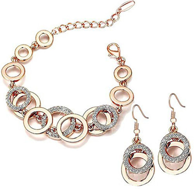 Shining Diva Crystal Gold-plated White, Gold Jewellery Set(Pack of 1)