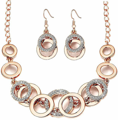 Shining Diva Crystal Gold-plated Rose Gold Jewellery Set(Pack of 1)