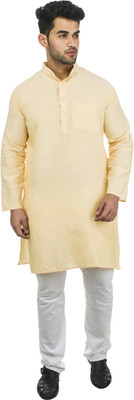 DESHBANDHU KHADI Men Solid Straight Kurta(Beige)