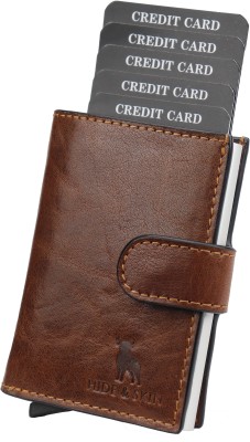 HIDE & SKIN Men Casual Brown Genuine Leather Wallet(8 Card Slots)