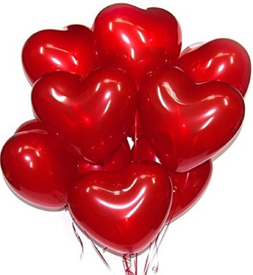 Masti Zone Solid Pack Of 60 Red Heart Metallic Latex Balloons for Birthday Decoration (Red) Balloon(Red, Pack of 60)