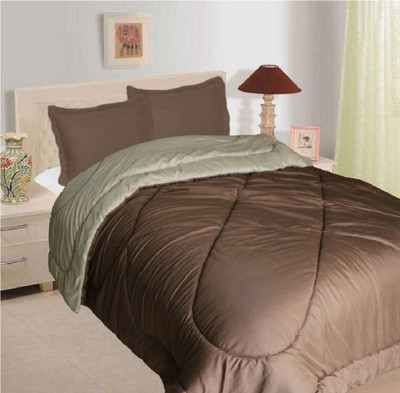 The Home Talk Solid Double Comforter for  Heavy Winter(Polyester, Brown)
