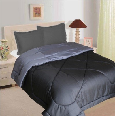 The Home Talk Solid Double Comforter for  Heavy Winter(Polyester, Black, Grey)