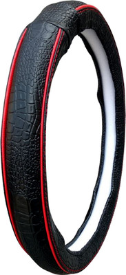 AUTO PEARL Steering Cover For Maruti WagonR(Black Red, Leatherite)