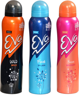 EVA Wild Spice-Fresh Splash-Sweet Bouquet Deodorant Spray 375ml Deodorant Spray - For Women(375 ml, Pack of 3)