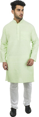 DESHBANDHU KHADI Men Solid Straight Kurta(Light Green)