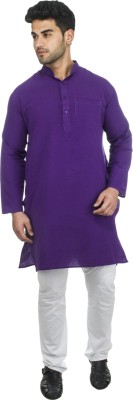 DESHBANDHU KHADI Men Solid Straight Kurta(Purple)