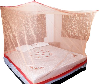 RIDDHI Nylon Adults Washable 14MT SQUARE 3X6 BADAMI Mosquito Net(BADAMI, Ceiling Hung)
