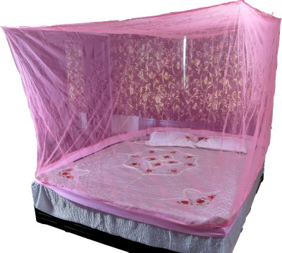 RIDDHI Nylon Adults Washable 14mt3x6_pink Mosquito Net(Pink, Ceiling Hung)