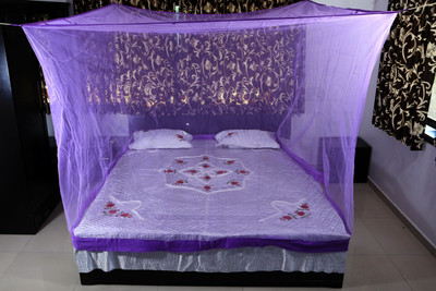 RIDDHI Nylon Adults Washable 14mt4x6_lavander Mosquito Net(Lavander, Ceiling Hung)