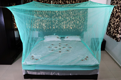 RIDDHI Nylon Adults Washable 14mt4x6_green Mosquito Net(Green, Ceiling Hung)