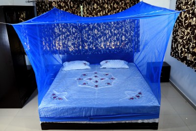 RIDDHI Nylon Adults Washable 14mt3x6_cream Mosquito Net(Blue, Bed Box)