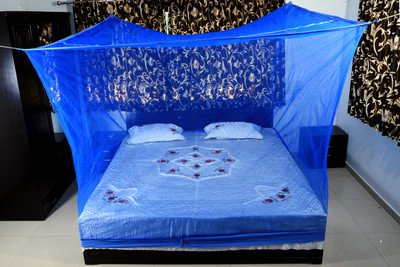 RIDDHI Nylon Adults Washable 14mt4x6_darkblue Mosquito Net(Dark Blue, Ceiling Hung)