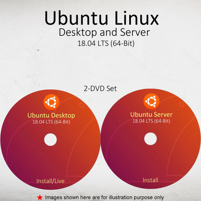 

OSGuru UDS1804 Ubuntu 18.04 LTS Desktop & Server Live/Install Bootable 2-DVD Set (64-Bit)