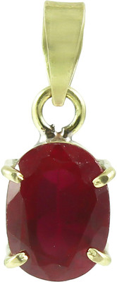 SR Swasti Retail Pranjal Gems Certified Ruby/Manik 7.25 Ratti Panchdhatu Rhodium Ruby Brass Pendant