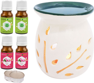 PeepalComm Rose, Lemongrass Diffuser Set PC-TOPBLACKDIFF-2TL-2LG-2RS(7 x 5.71 ml)