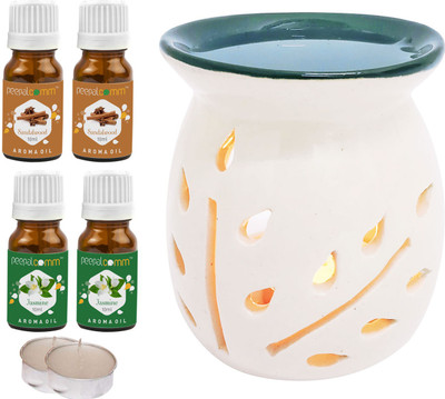 PeepalComm Jasmine, Sandalwood Diffuser Set PC-TOPBLACKDIFF-2TL-2SW-JAS(7 x 5.71 ml)