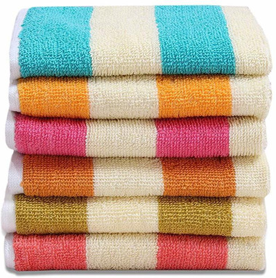 HK COLLECTION Terry Cotton 220 GSM Hand Towel Set(Pack of 6)