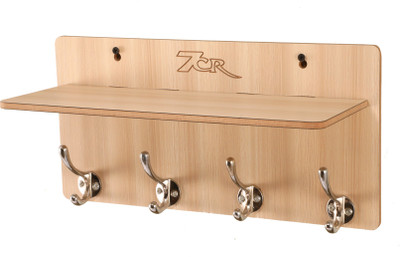 7CR Full shelf 4B key holder Wood Key Holder(4 Hooks, Beige)