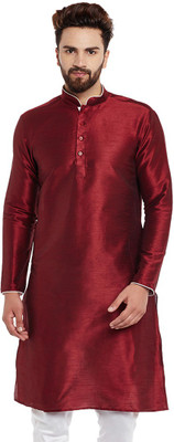 Larwa Men Self Design Straight Kurta(Maroon)