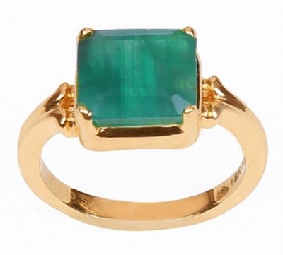 Jaipur Gemstone Emerald Ring With Natural Panna Stone Lab Certified Stone Emerald Gold Plated Ring