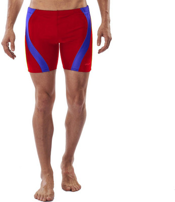 Lycot Color Block Men Red Swim Shorts