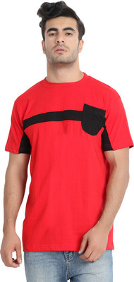LALAN TOP Color Block Men Round Neck Red T-Shirt