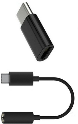 

BB4 Type C to 3.5 MM HEADPHONE ADAPTOR CABLE WITH MICRO USB TO TYPE C CONVERTER USB Adapter(Black)