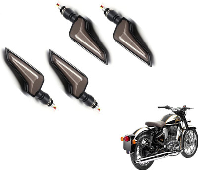 MOCKHE Front, Rear LED Indicator Light for Royal Enfield Classic Chrome(Yellow, Blue)