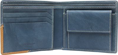 45% OFF on La Roma Men Casual Blue Genuine Leather Wallet(3 Card Slots)