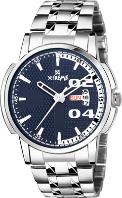 Xtreme Awesome Blue Dial Day & Date Functioning With Silver Stainless Steel Chain Strap Awesome Blue Dial Day & Date Functioning With Silver Stainless Steel Chain Strap Analog Watch  - For Men