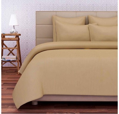 SPSON'S HANDLOOM 180 TC Satin King Striped Flat Bedsheet(Pack of 1, Beige)