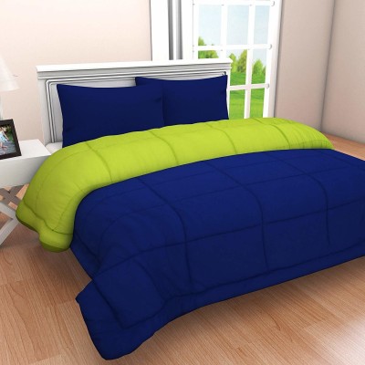 Jinaya's Solid Double Duvet for  Heavy Winter(Cotton, Bue/Green)