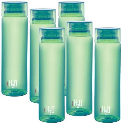cello H2O Blue 1 LTR Fridge Bottle Set of 6 1000 ml Bottle 1000 ml Bottle(Pack of 6, Green, Plastic)