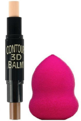 CIVAKI ronzer highlighter stick 3D contour stick with antibacterial beauty blender(2 Items in the set)