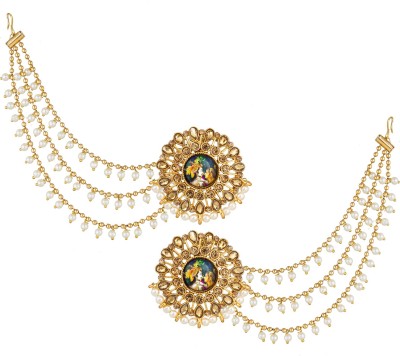 LUXOR Temple Jewellery Bahubali Long chain Jhumkhi Jhumkha Pearl Diamond Alloy Jhumki Earring