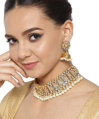 YouBella Alloy White, Gold Jewellery Set(Pack of 1)