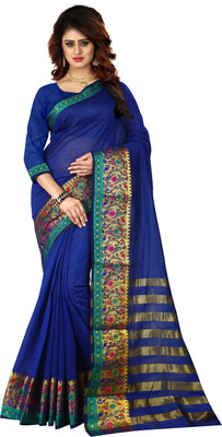 Blissta Striped Patola Silk Blend, Jacquard Saree(Dark Blue)