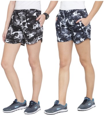 UZARUS Printed Women Blue, Black Night Shorts